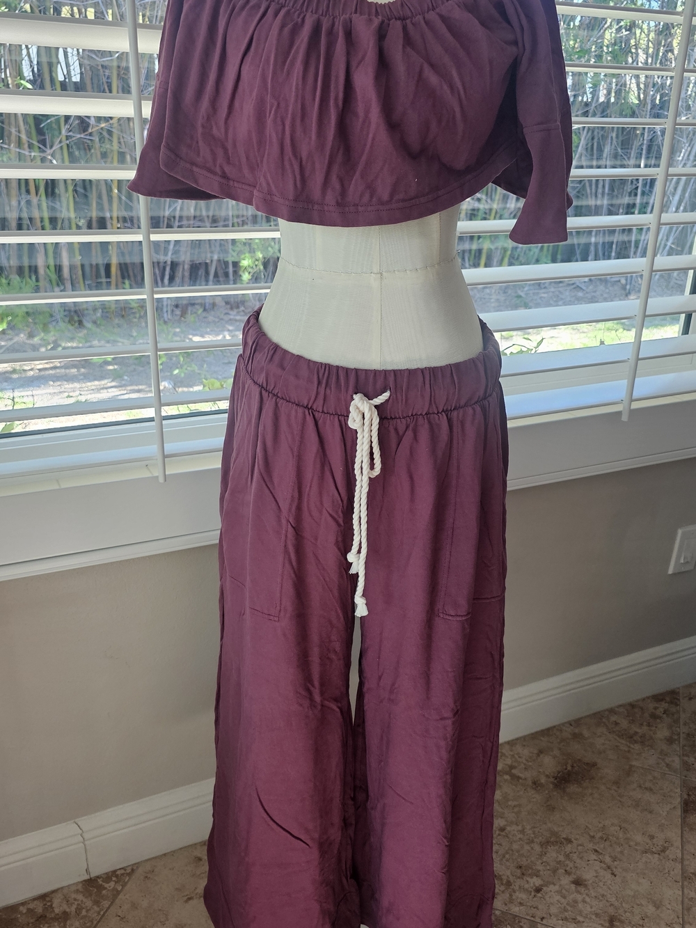 Free People FP Beach Set Of Top And Pants Burgundy S